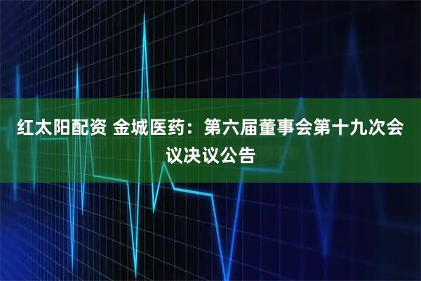 红太阳配资 金城医药：第六届董事会第十九次会议决议公告